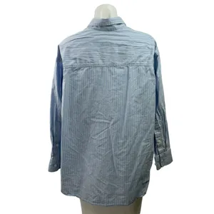 Aritzia Wilfred Blue Striped Long Sleeve Relaxed Curve Hem Button Down Shirt XS thumbnail 3