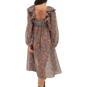 For Love & Lemons Brittany ruffle Midi balloon sleeve floral Dress Size‎ M thumbnail 2
