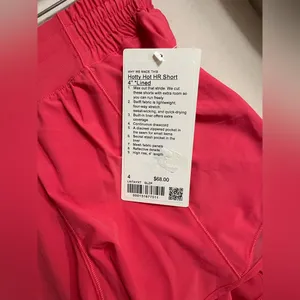 NWT Lululemon Hotty Hot High Rise 4” Lined Glazed Pink Size 4 thumbnail 9
