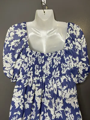 Wallflower Dress Womens Large Blue Floral Square Neck Smocked Maxi Sundress thumbnail 12