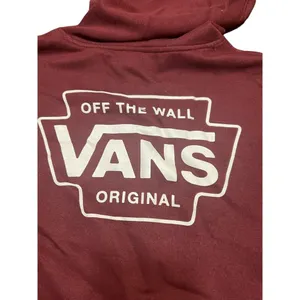 Vans Off the Wall Hoodie Kangaroo Pocket Front Back Graphic Maroon Burgundy Sz M thumbnail 4