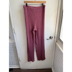 SKIMS Ribbed Sheer Lounge Pants Large high rise comfortable layered luxury thumbnail 4
