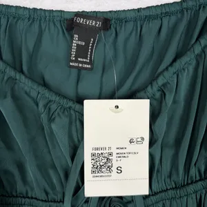 NWT Forever 21 Satin Tie Front Blouse Women's S Green Fairy Princess Cottagecore thumbnail 5