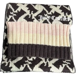 VTG‎ Juicy Couture Y2K 100% Wool Scarf Brown, Cream, Pink 74" x 8" thumbnail 2