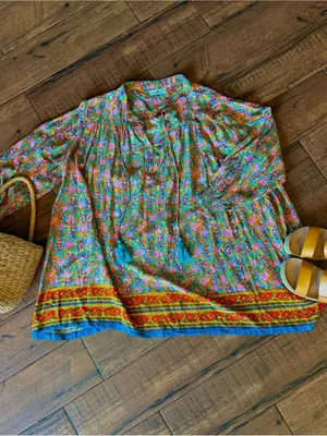 NWT Natural Life Dara V-Neck Tunic Dress Boho Floral Tassel Mini Medium thumbnail 7