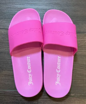Juicy Couture Logo Slide Sandals Pink Embossed Rubber Shoes Size 38 EU 7 US thumbnail 1