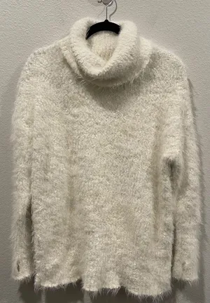 OFFLINE White Fuzzy Eyelash Turtleneck Pullover Sweater thumbnail 1
