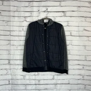 Ocean Current Women’s Puffer Jacket XL Black Gray Two Tone Button Up Hoodie Y2K thumbnail 2
