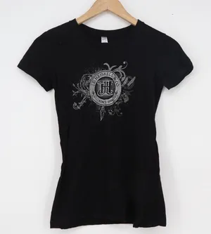 Bella Womens Black J.D. Heiskell & Co Graphic Tee Short Sleeve Slim Fit Small thumbnail 1