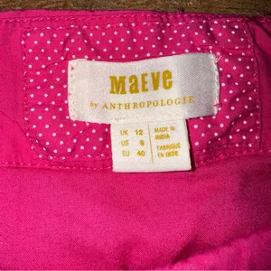 Anthropologie Maeve Ruffle Front Textured Fabric Fuchsia Lined Skirt thumbnail 8