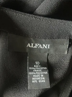 Alfani Sleeveless Fringe Black Top Size 10 thumbnail 8