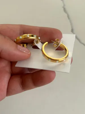 Kate Spade Gold Opal Hoop Earrings New thumbnail 3