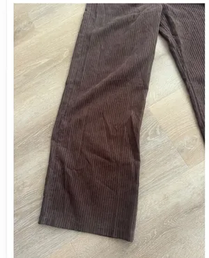 SHEIN Brown Ribbed High-Waisted Wide-Leg Pants Size M / US 6 thumbnail 2