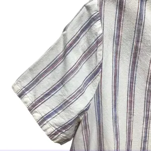 Madewell White and Gray Crop Tie-Front Button Down Shirt thumbnail 4
