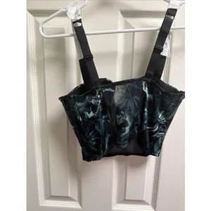 Victoria's Secret Green Black Robe Bustier 2 PC Set Bling Lace Sexy 34D M/L thumbnail 8
