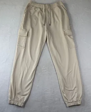 Vuori Women Beige Performance Knit Cargo Jogger Pants Drawstring‎ Waist M thumbnail 1