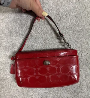 coach red patent leather wriset y2k signature c design thumbnail 1