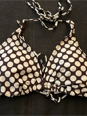 Xhilaration Y2K Brown & White Polka Dot Bikini Size Large Bottom Extra Large Top thumbnail 8