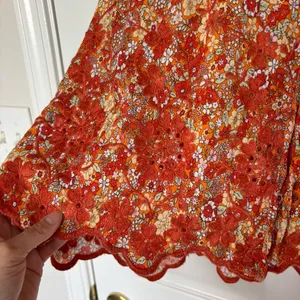 Solitaire Orange Tangerine Floral Eyelet Blouse Size Large thumbnail 4