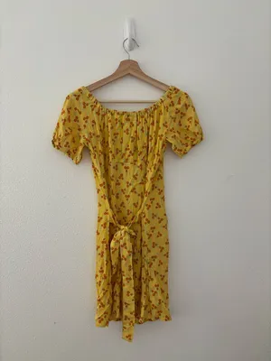 With Jéan Loretta Dress in a yellow multi-color print thumbnail 7