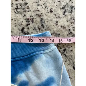 Warm Fun Sweat Shorts‎ Womens S Blue Tie Dye Retro Athleisure Raw Hem Fleece thumbnail 5