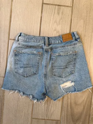 American Eagle Outfitters Distressed Light Blue High-Rise Denim Shorts thumbnail 7