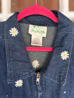 Vintage The Quacker Factory Women’s 3X Daisy Blue Denim Zip Up Top Grandmacore thumbnail 7