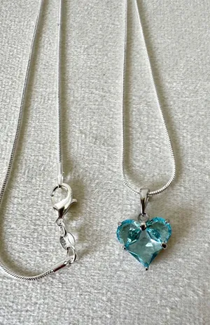 Blue Heart Shaped Necklace (736) 🩵 thumbnail 1