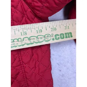 Tommy Hilfiger Quilted Jacket Womens Medium Red Corduroy Trim Barn Coat‎ 4758 thumbnail 4