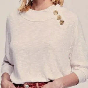 We The Free Free People Long Sleeve Top Womens L Cream Button Detail‎ Slouchy thumbnail 2