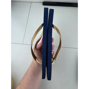 Havaianas Slim Peacock Feather‎ Flip Flops Womens Size 6 7 Navy Gold Resort thumbnail 5