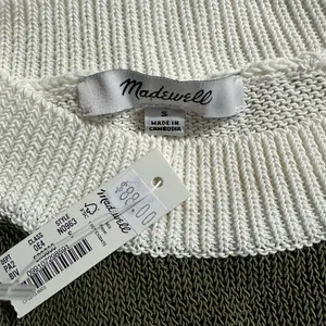 J.Crew Loose-Knit Crewneck Sweater Women's Small Off White Green Long Sleeve NWT thumbnail 5