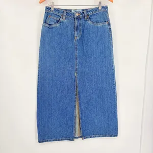 Vtg Y2k Old Navy Denim Maxi Skirt Sz 6 90s Grunge Front Slit Indie Sleaze Jean thumbnail 2
