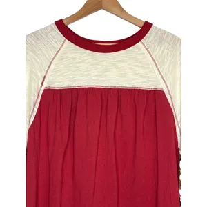 Oddi Boho‎ Mixed Media Bell Sleeve Top Floral Patchwork Red Women Size Med/Large thumbnail 3