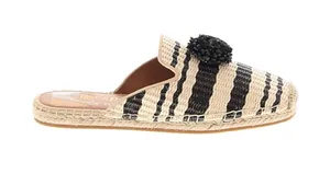 Kate Spade New York Woven Stripe Pom Mule - Beige and Black EUC Size 7.5 thumbnail 1