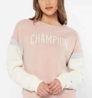 Champion Heritage Sherpa Sleeve Light Pink Crewneck Pullover‎ M thumbnail 1