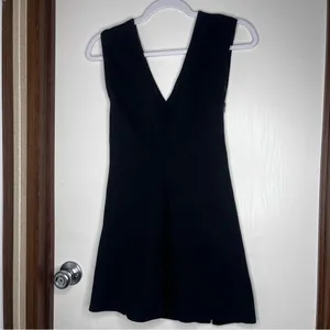 Free People Black V-Neck Mini Dress XS thumbnail 2