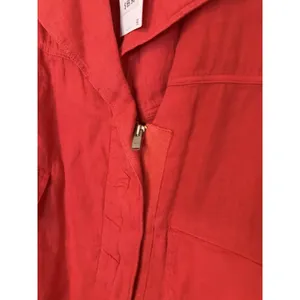 Zara 100% Linen Zip From Blazer Light Jacket Orange Sz M NWT thumbnail 4