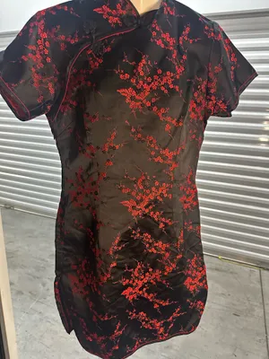 New Qipao Cheongsam Dress Black Red Floral thumbnail 2