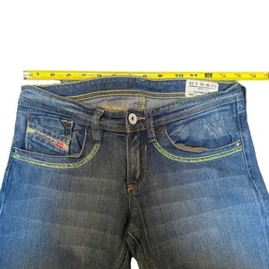 Y2K Diesel Size 6 Bootcut‎ Jean Green Embroidery Pockets Coastal Cowgirl Western thumbnail 11