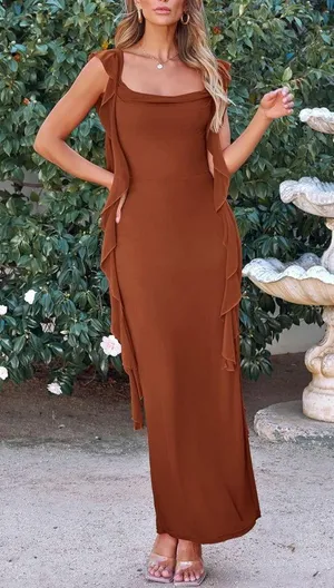 Pretty Garden Elegant Rust Evening Gown thumbnail 1