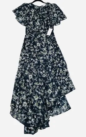 ASTR The Label Flutter Sleeve Floral Maxi Dress‎ Womens XS Navy Blue Flowy New thumbnail 1