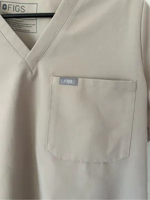 FIGS Catarina Scrub Top in tan sz small thumbnail 3