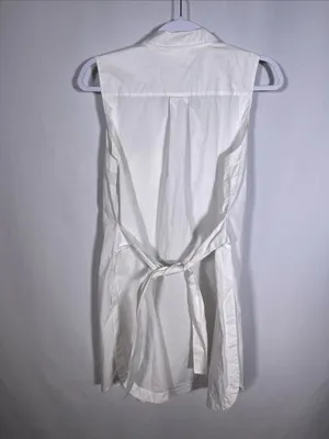 Maeve Anthropologie Womens White Sleeveless Button Down Tunic Blouse Cotton 12 thumbnail 7