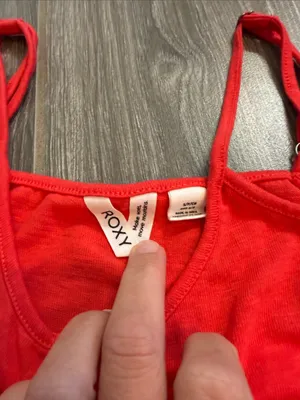 Roxy Bright Red Ruched Drawstring Cropped Cami size small thumbnail 2