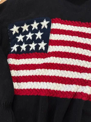 American Flag Textured Sweater S/M Black thumbnail 3