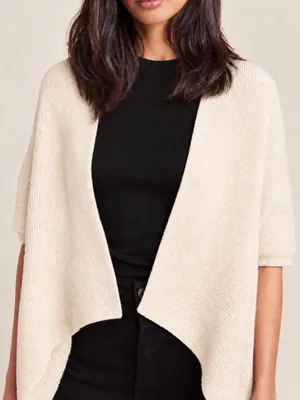 AKEMI + KIN Open-Front Short-Sleeve Cardigan in Cream thumbnail 1