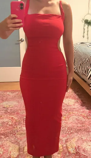 Pretty Little Thing Red Open Back Maxi Dress thumbnail 1