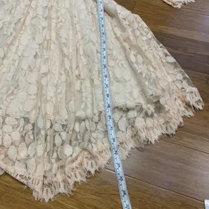 Free People Lace Dress Womens Size 2 Long Sleeve Beige‎ Hi Low Hem Summer Boho thumbnail 8