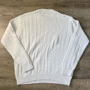 Brandy Melville White Cable-Knit Crewneck Sweater One Size thumbnail 4